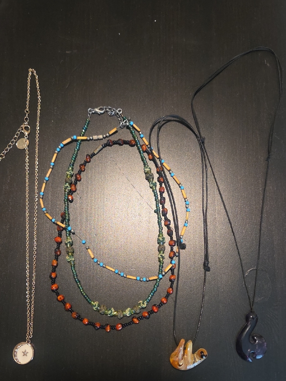 Multi-Strand Beaded Necklace Set in Green, Turquoise & Brown
